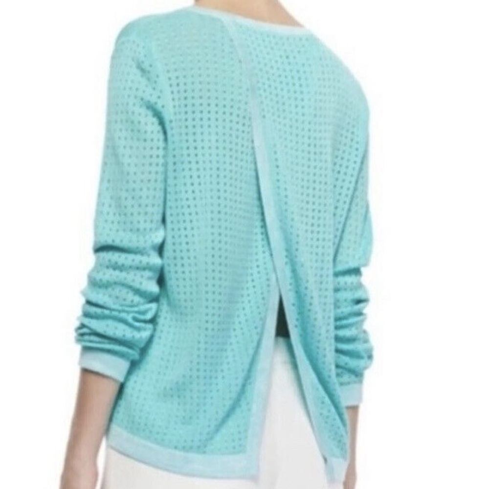Rag & Bone Turquoise Ariana Open Knit Flyaway open Back Cotton Sweater size XS